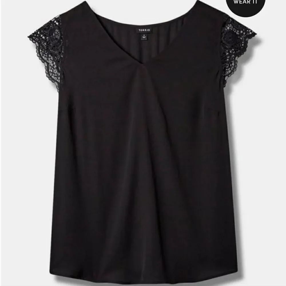 Torrid Georgette Lace Trim Sleeve Blouse - New